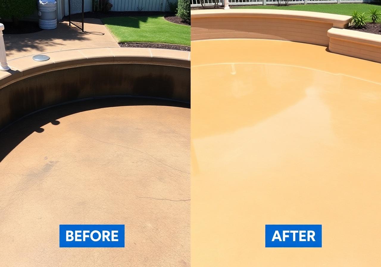 Before and after deck cleaning Pool Deck — Vernon